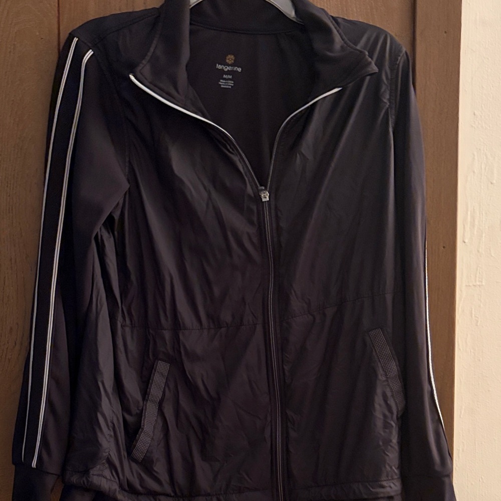 Tangerine Black Utility Jacket with White Sleeve Stripes